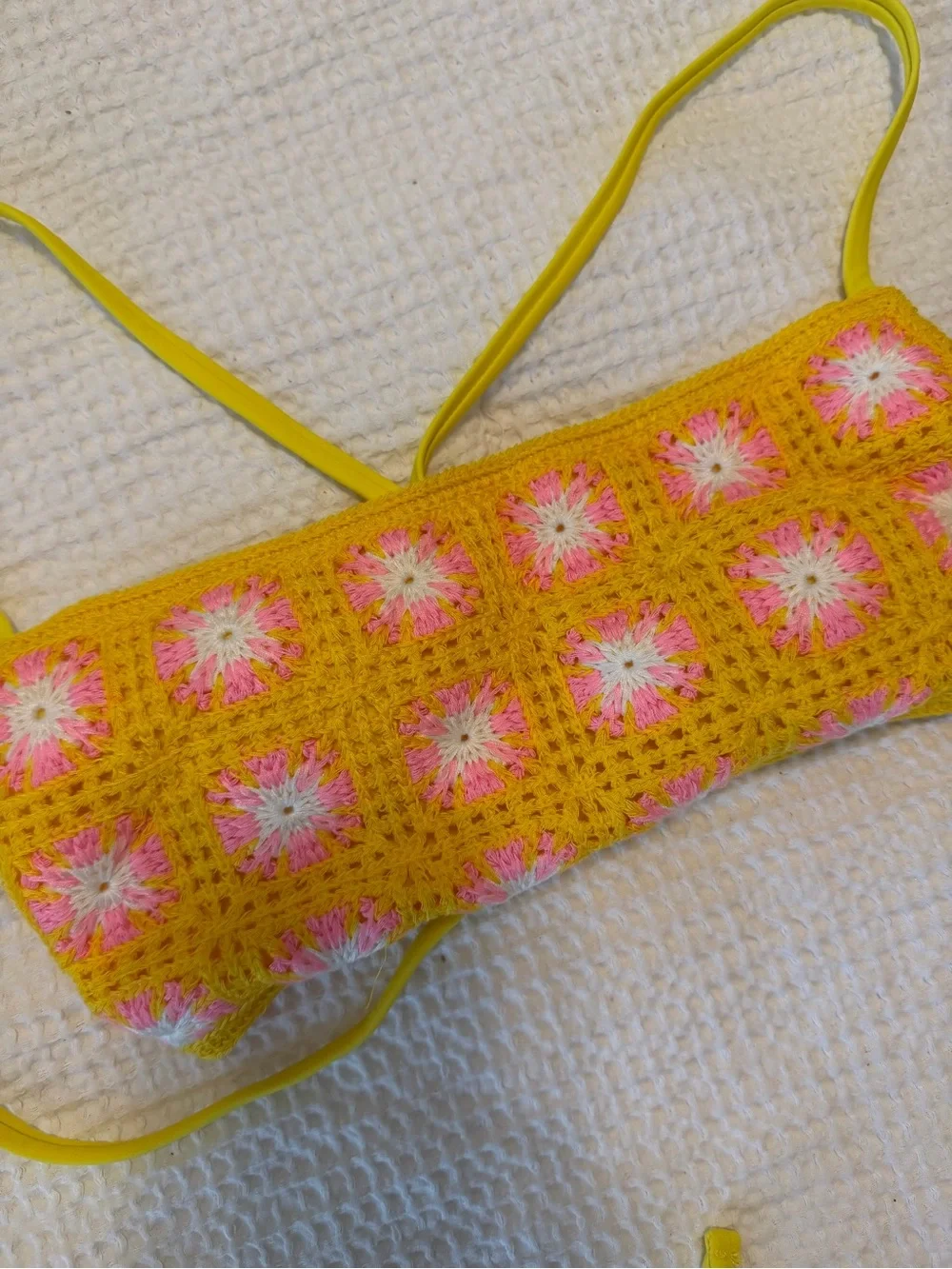 wild fable Yellow and Pink Smocked Bandeau Bikini